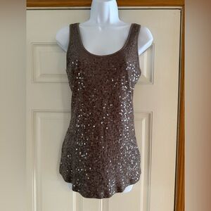 Express Shimmering Brown Sequin Tank Top